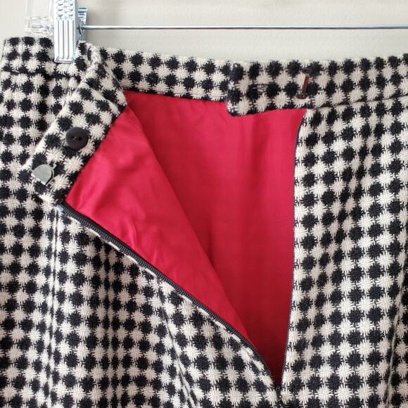 Talbots 90s Black Ivory Wool Tweed Pencil Skirt 12 Preppy Retro Classy Career - Picture 6 of 15